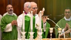 पोप लियो 14वें ख्रीस्तयाग अर्पित करते हुए