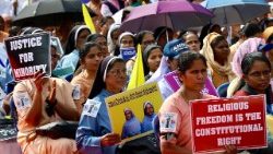 Indische Christen protestieren gegen die Verhaftung von Ordensfrauen in Bangalore (Archivbild, August 2025)