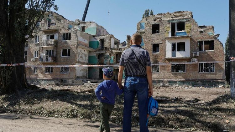 Aftermath of a Russian strike that hit residential building in Kyiv in late August