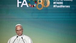 Leó pápa a FAO alapításának 80. évfordulóján beszédet mond az ENSZ szervezet római székházában