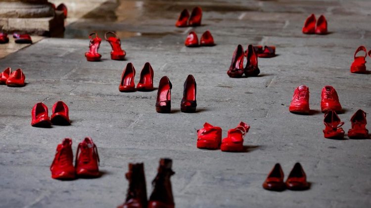 An installation commemorates victims of femminicide