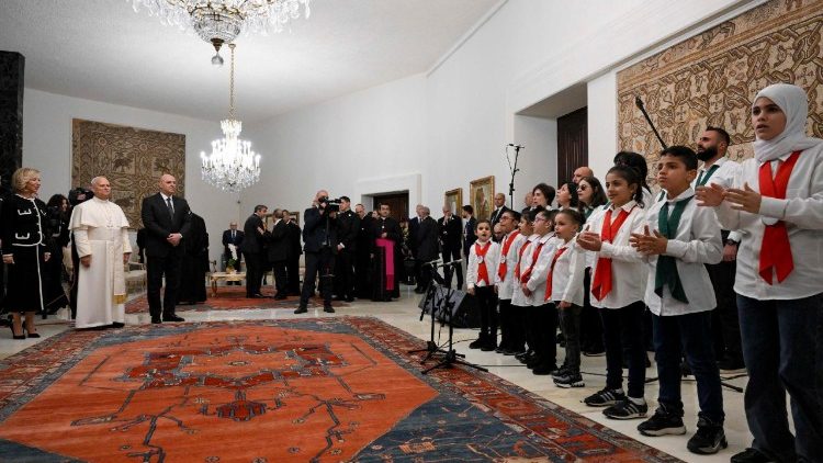 Papa Leone con il presidente libanese Aoun