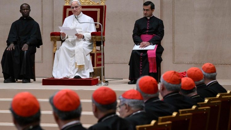 Papst Leo bei einer Audienz für die Kurie im Dezember letzten Jahres