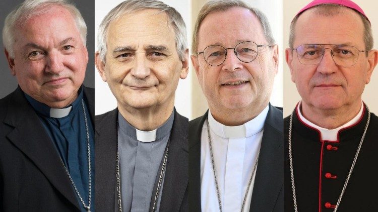 Кардинал Жан-Марк Авелін, кардинал Маттео Дзуппі, єпископ Ґеорґ Бетцінґ та архиєпископ Тадеуш Войда
