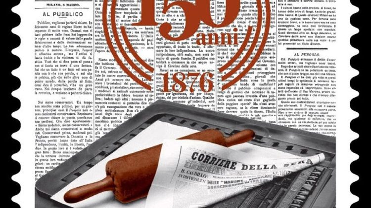 Le timbre-poste pour les 150 ans du quotidien italien Corriere della Sera - Photo d'illustration