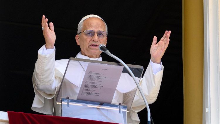 Pope Leo during this Sunday's Angelus