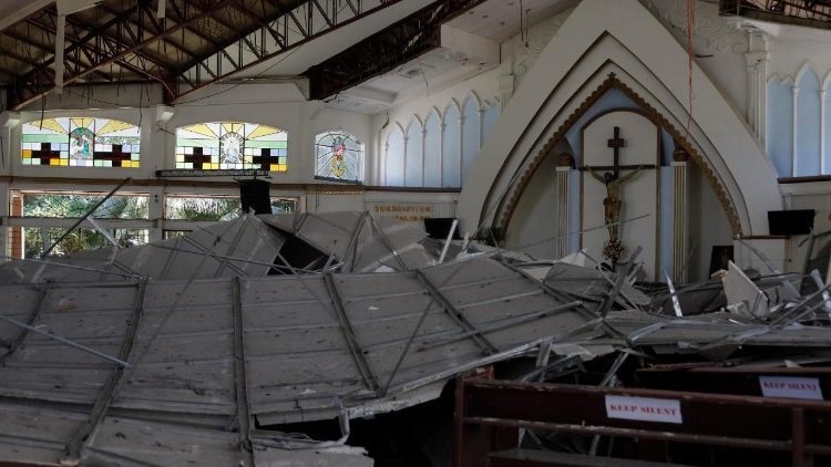 Una chiesa della diocesi di Marbel colpita dal terremoto