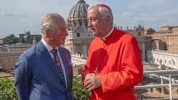 Kardinal Vincent Nichols - hier mit dem heutigen König Charles III. - leitet die Bischofskonferenz von England und Wales (Aufnahme von 2019)