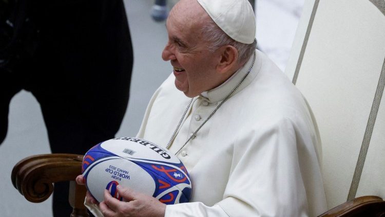 Pope Francis meeting with the participants at the Vatican meeting on sports
