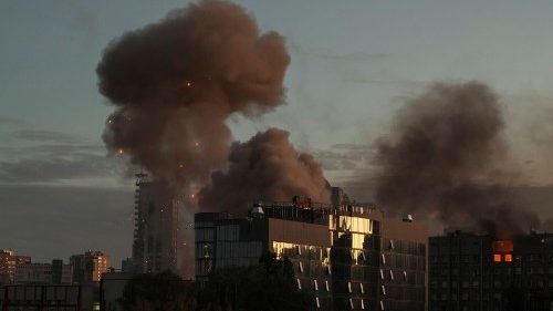 Smoke rises in Kyiv after an alleged Russian attack using Iranian-made drones