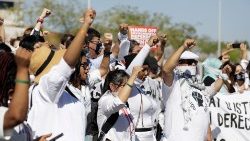 Protestors at the COP27 climate summit, in Sharm el-Sheikh, Egypt