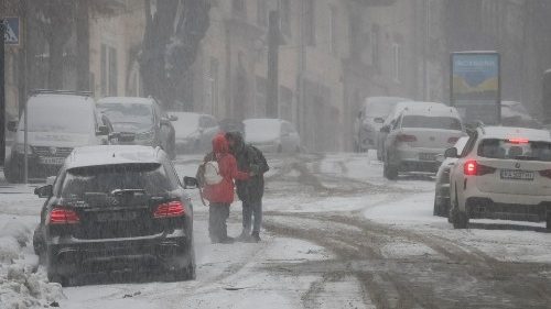 Schneefall in Kyiv