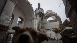 An Orthodox Church damaged by a Russian attack in Ukraine's Donetsk region