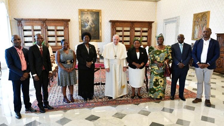 Pope Francis meets with Prime Minister of Uganda Robinah Nabbanja at the Vatican
