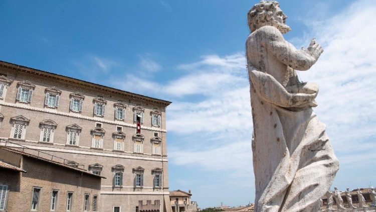 Pope Francis leads the Angelus prayer at the Vatican