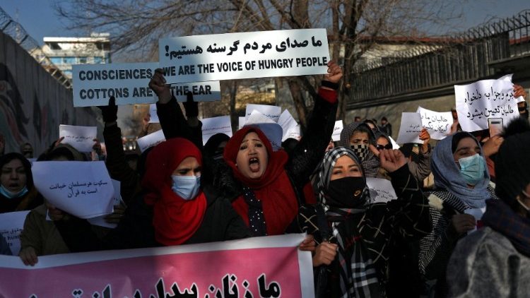  Afghan women marching in Kabul (Reuters)