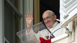 Pope Francis leads the Angelus prayer from his window at the Vatican