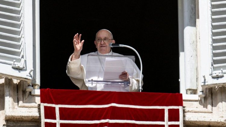 Pope Francis leads the Angelus prayer at the Vatican