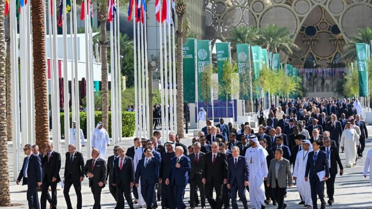 World leaders walk down Al Wasl at the COP28 summit in Dubai