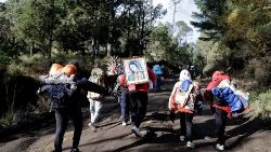 Katholische Pilger auf dem Weg zu Basilika von Guadalupe, Mexico-Stadt