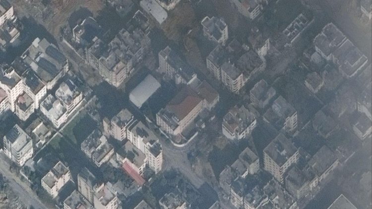 Satellitenfoto des Pfarrei-Komplexes in Gaza