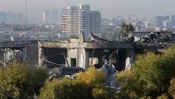 A view of a damaged building following missile attacks in Erbil 