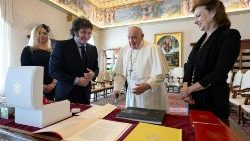 Pope Francis meets Argentine President Milei at the Vatican