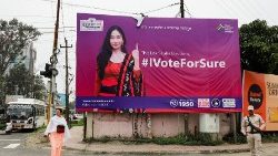Affiche appelant à voter en Inde, à Imphal, État du Manipur