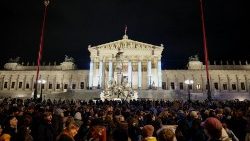Demonstration gegen die FPÖ nach den Parlamentswahlen in Wien