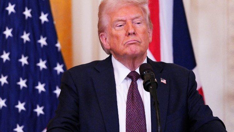 FILE PHOTO: U.S. President Trump speaks at a press conference with British Prime Minister Keir Starmer in Washington