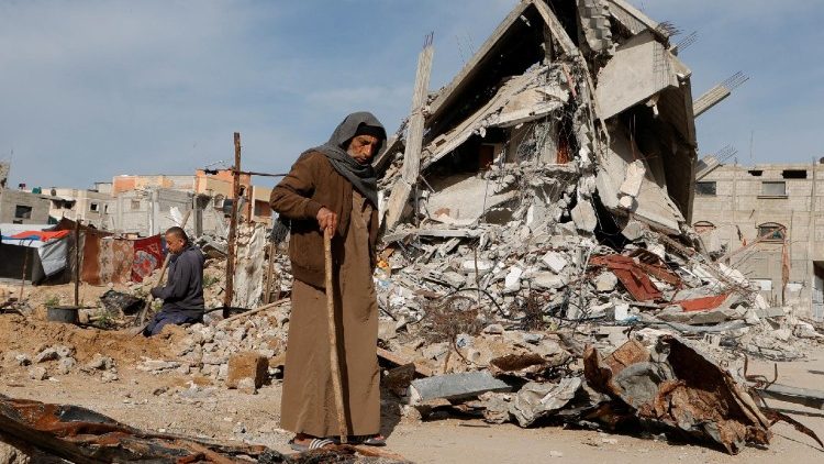 Houses destroyed during the Israeli offensive, in Rafah, Gaza Strip 