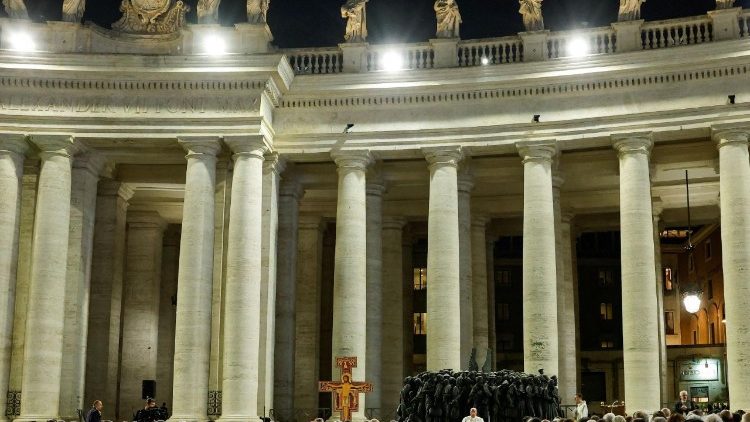 Pope Francis holds prayer for migrants and refugees, in St. Peter's Square