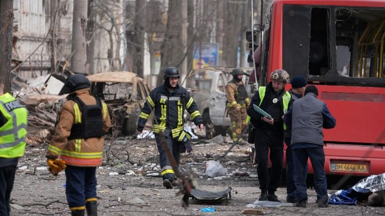 Aftermath of a Russian missile attack in Sumy, Ukraine