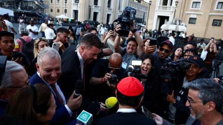 Cardinal Ignatius Suharyo Hardjoatmodjo speaks to media, ahead of the conclave to elect the next pope