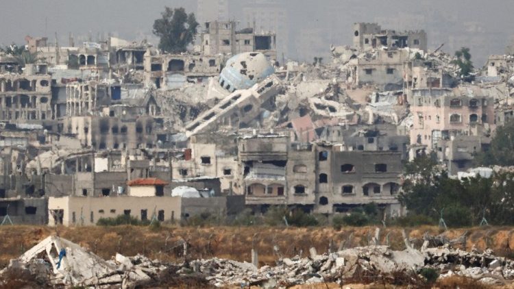 FILE PHOTO: A general view of destruction in North Gaza, as seen from the Israeli side of the Israel-Gaza border