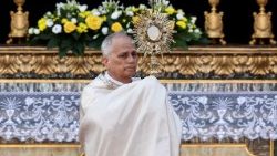 திருத்தந்தை 14-ஆம் லியோ திருநற்கருணை எழுந்தேற்றத்தின்போது