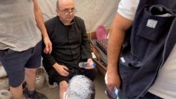 Aftermath of an Israeli strike on the Church of the Holy Family in Gaza City
