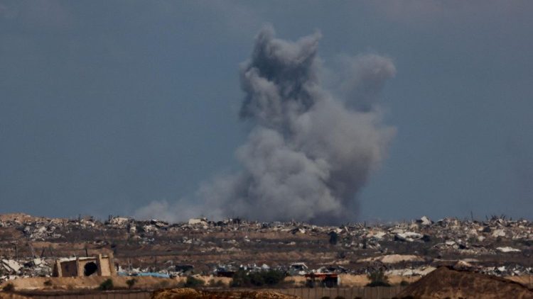 Smoke rises following an explosion in Gaza