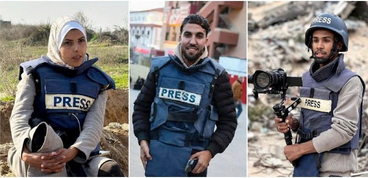 Combination image of five journalists killed in Israeli Gaza strikes
