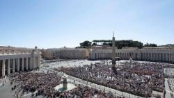 Pope Leo XIV leads the Angelus prayer at the Vatican