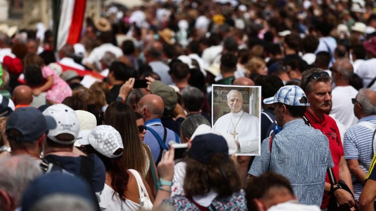 Pope Leo XIV leads the Angelus prayer at the Vatican
