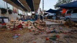 Uma parte da Faixa de Gaza atacada pelo exército israelense 