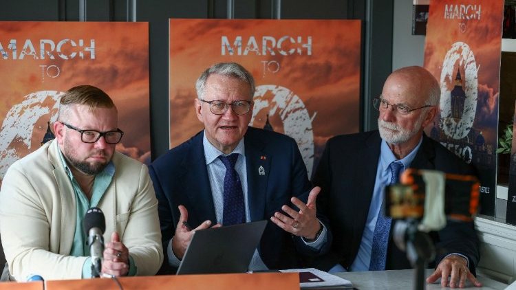 Bei der Pressebegegnung heute in Rom