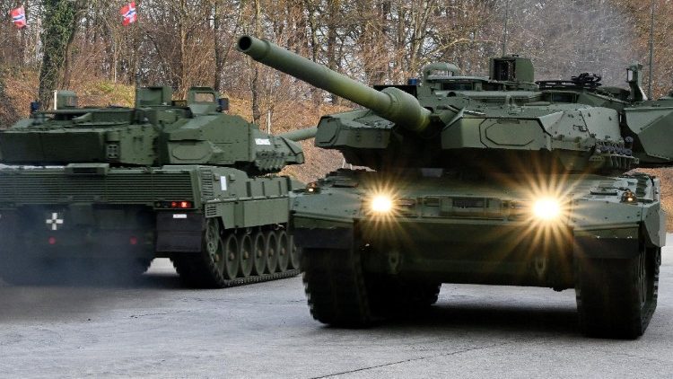 Deutsche Leopard-Panzer am Mittwoch in München