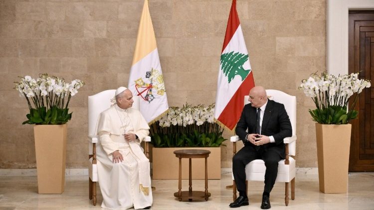 Papst Leo mit dem libanesischen Präsidenten Joseph Aoun