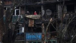 I palazzi bombardati di Kramatorsk, nella regione di Donetsk