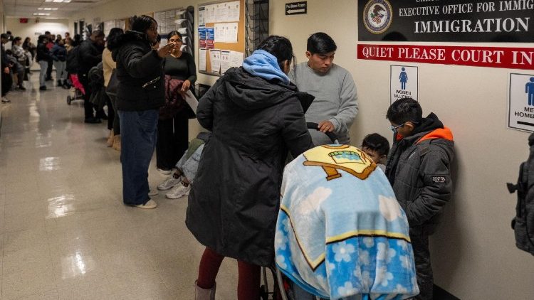 Federal immigration officers at U.S. Immigration Court in New York City