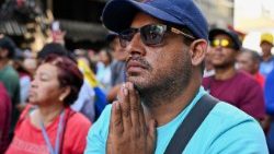 Demonstration outside the National Assembly in Caracas on the day Delcy Rodriguez was formally sworn in as Venezuela's interim president