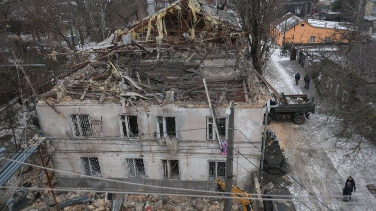 ロシア軍の爆撃を受けた建物　ウクライナ・オデッサ