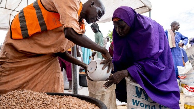 La distribuzione di aiuti del Programma alimentare mondiale nello stato nigeriano del Borno